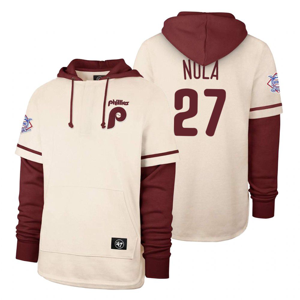 Men Philadelphia Phillies #27 Nula Cream 2021 Pullover Hoodie MLB Jersey